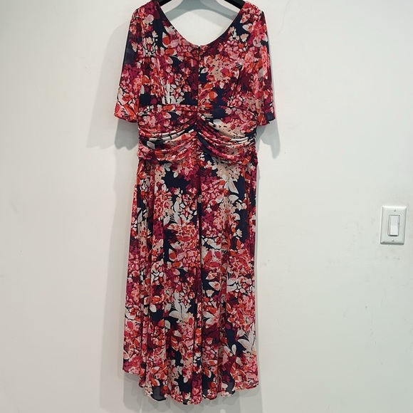 R&M Richards 7316 High Low Short Sleeve Print Dress - Picture 7 of 11